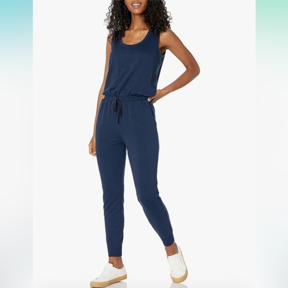 Daily Ritual Teal Blue Sleeveless Soft Terry Jumpsuit XL NWT